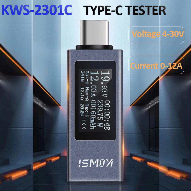 Type-C مراقبة الجهد الحالي KWS - مراجعة Power Supply Tester وسعره
