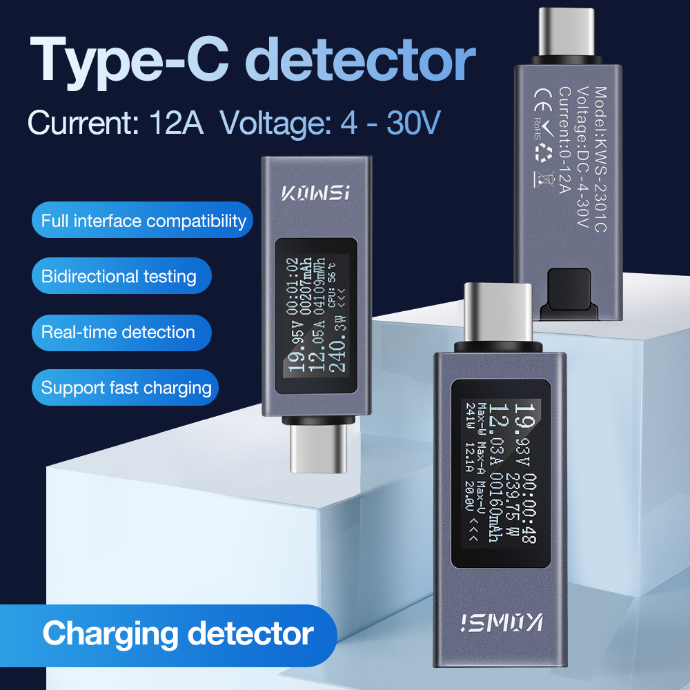 نوع C تستر LCD الفولتميتر الرق - مراجعة Power Supply Tester وسعره
