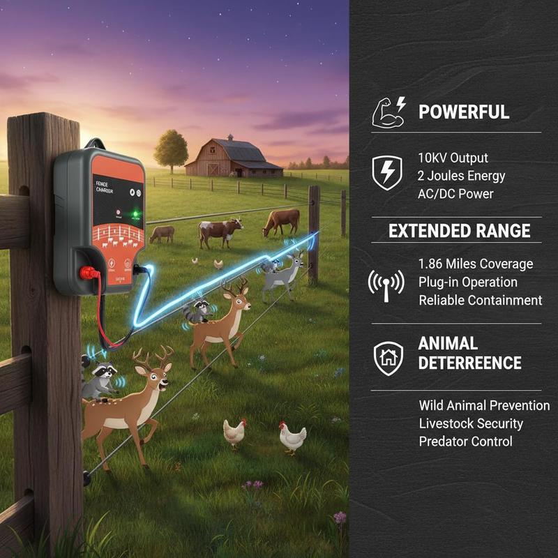 جهاز تحفيز المواشي بقوة 10 كيل - مراجعة Ac Power Supply وسعره
